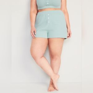 High-Waisted Waffle-Knit Pajama Shorts for Women